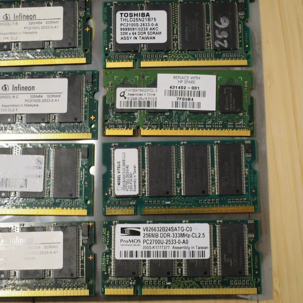Lot of 21 Assorted‎ Brands & Sizes SODIMM Laptop Ram Memory - Untested